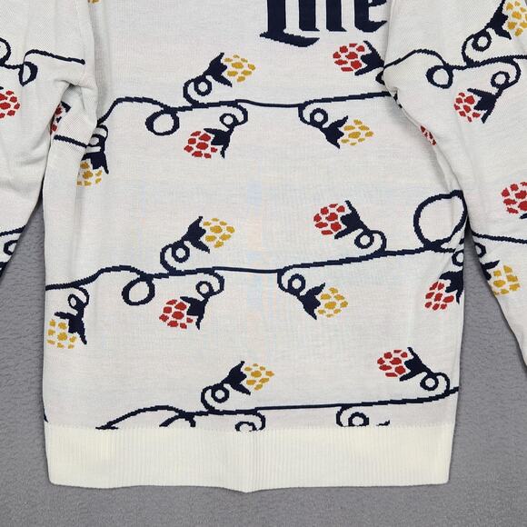 Miller Lite Sweater Mens XL White Christmas Lights Beer Ugly Holiday Pullover - Picture 6 of 11